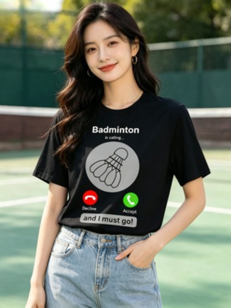 Badminton Quotes Short - Women's Fun Badminton T-Shirt Pattern T-Shirt